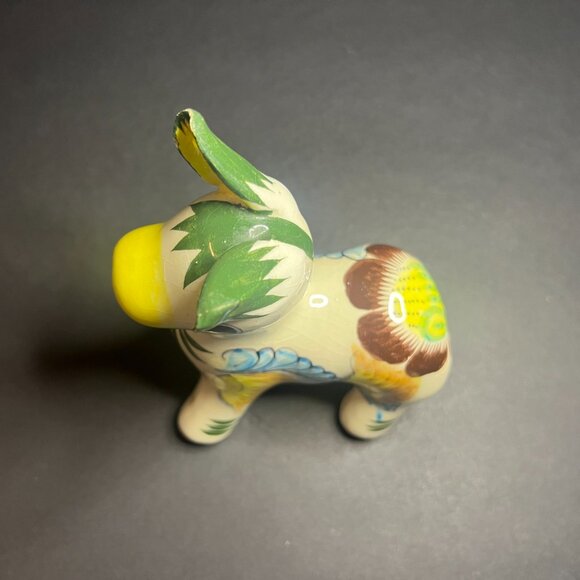 Vintage Mexican Tonala Hand Painted Pottery Ceramic Donkey Folk Art Figure 6.25" - Picture 6 of 9